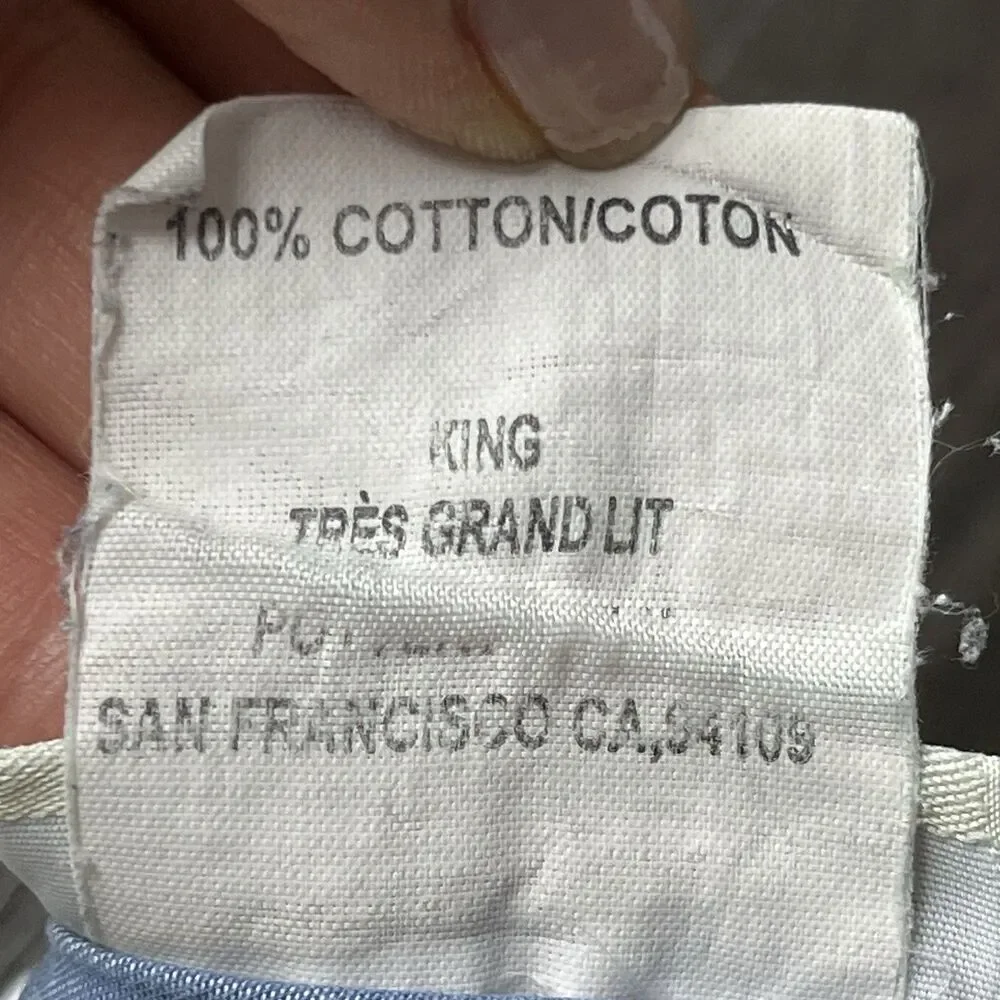 Vintage Pottery Barn King Duvet Cover 100% Cotton Multicolor Blue Green Stripes